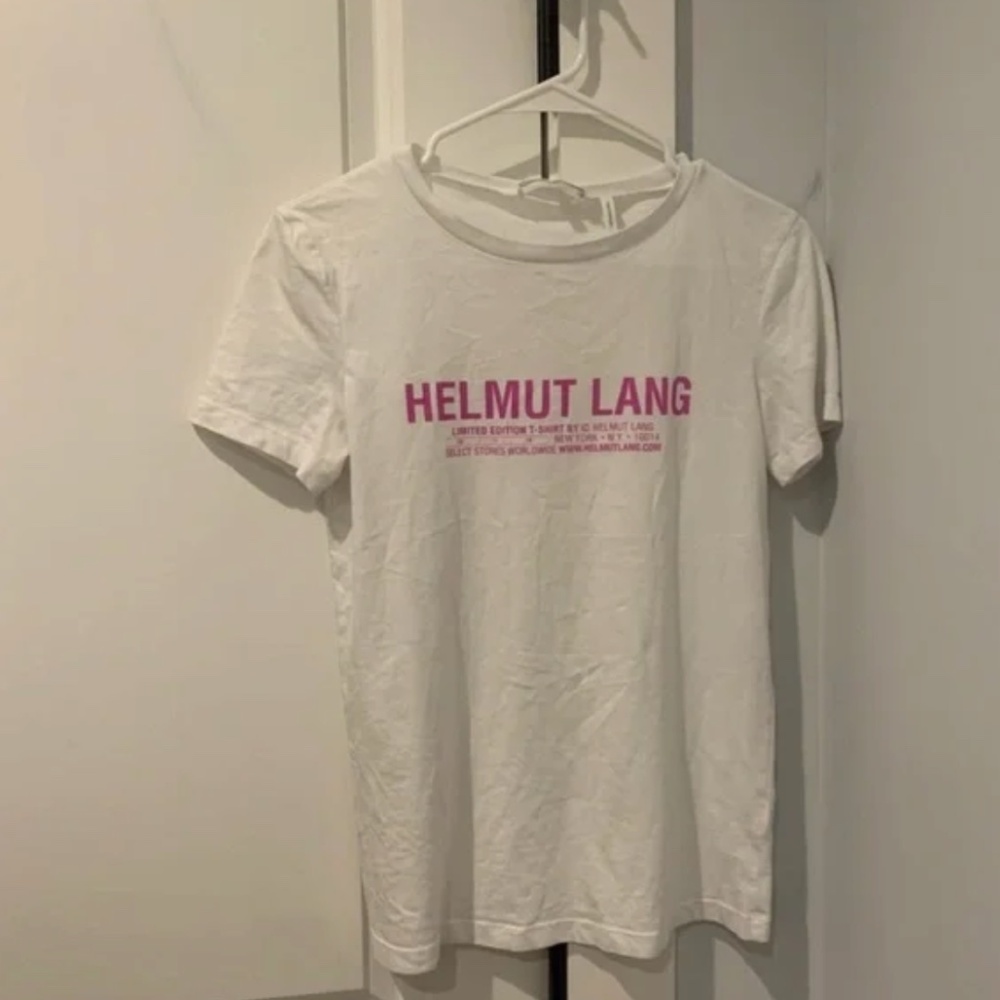 HELMUT LANG Limited Edition White Pink T-shirt Top XS